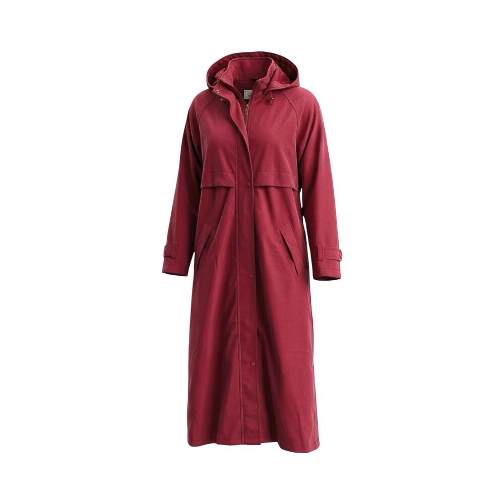 L.L. Bean Vintage Wool Lined Zip In Long Coat Removable Hood Pink Red Size Large